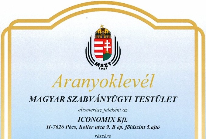 ARANYOKLEVÉL az ICONOMIX Kft. részére